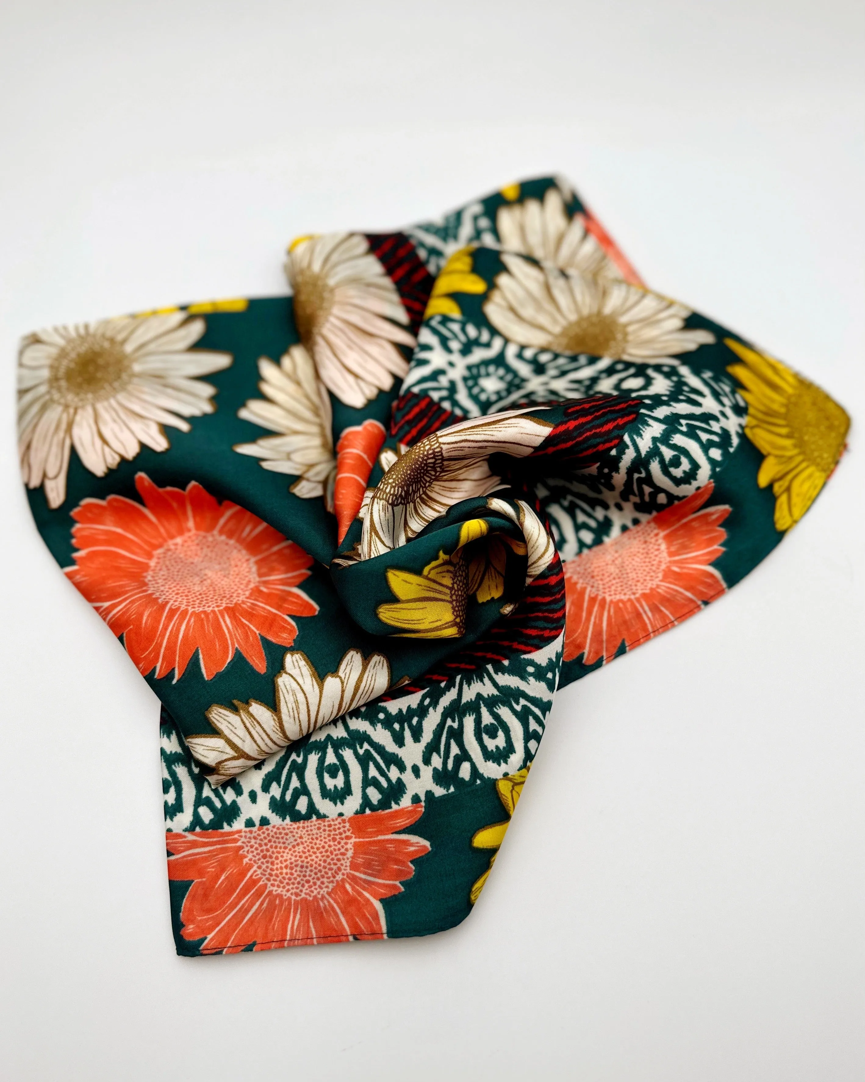Floral Print Silky Bandana Scarf