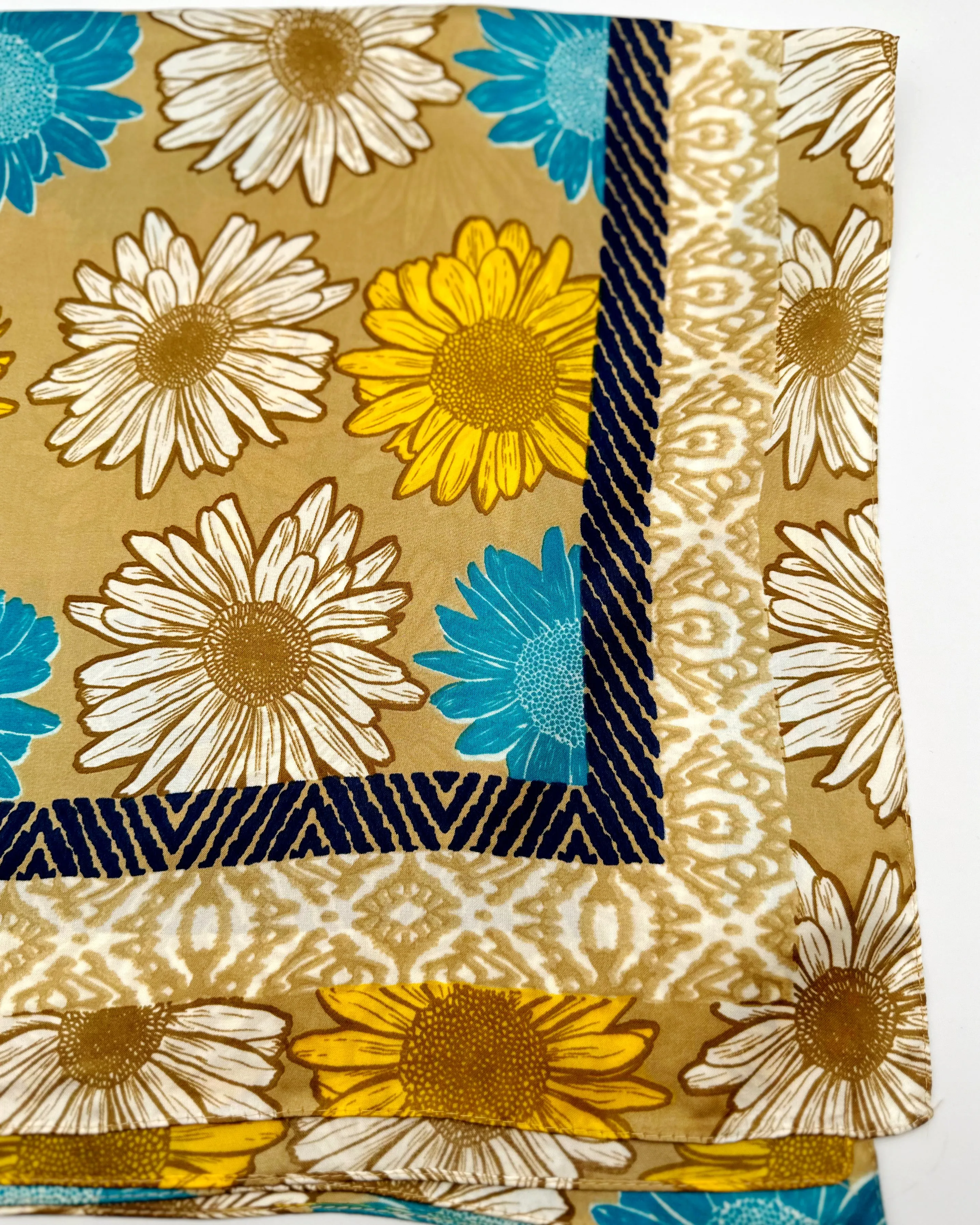 Floral Print Silky Bandana Scarf