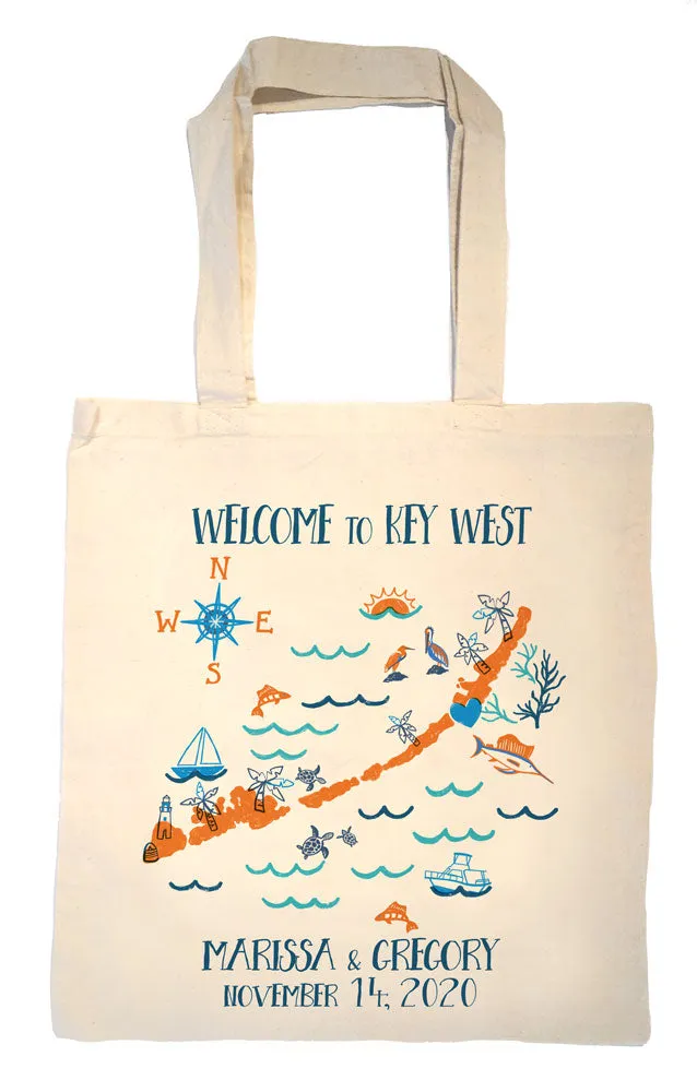 Florida Keys Wedding Welcome Tote Bag-Custom Wedding Tote