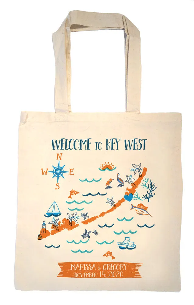 Florida Keys Wedding Welcome Tote Bag-Custom Wedding Tote