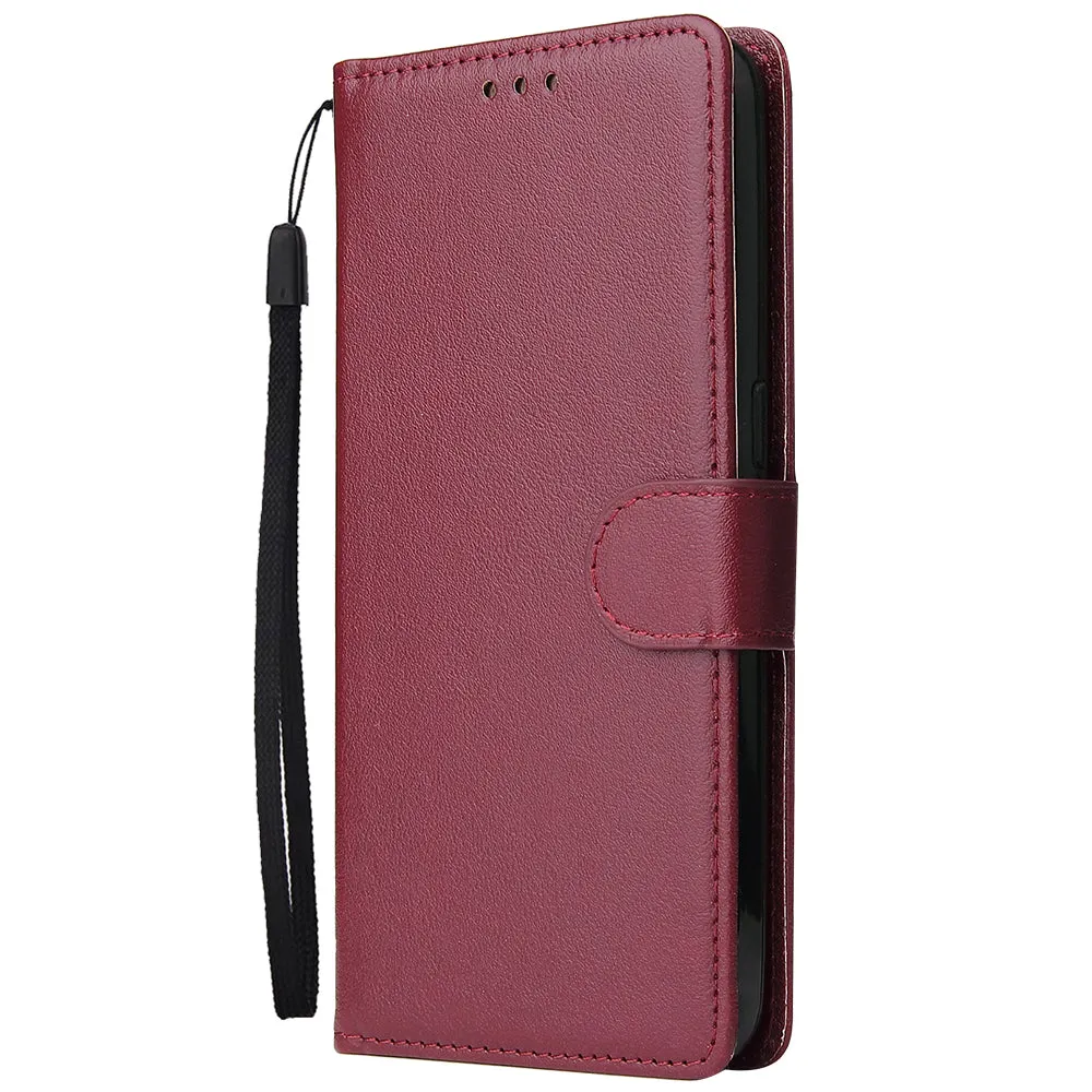 For OPPO Realme 5 Rro Cellphone Cover Buckle Closure Cards Holder Wallet Design Stand Function PU Leather Smart Shell Overall Protection  red