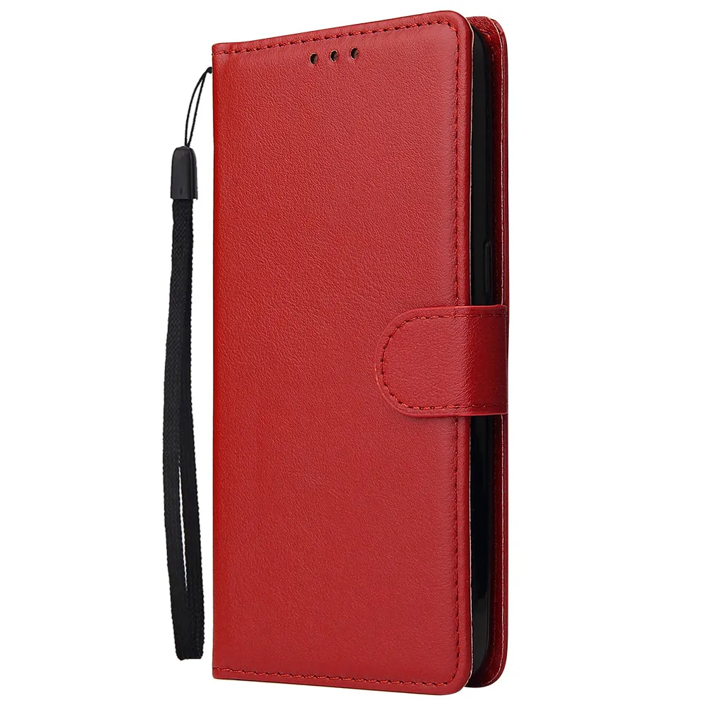 For OPPO Realme 5 Rro Cellphone Cover Buckle Closure Cards Holder Wallet Design Stand Function PU Leather Smart Shell Overall Protection  red