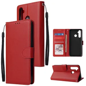 For OPPO Realme 5 Rro Cellphone Cover Buckle Closure Cards Holder Wallet Design Stand Function PU Leather Smart Shell Overall Protection  red