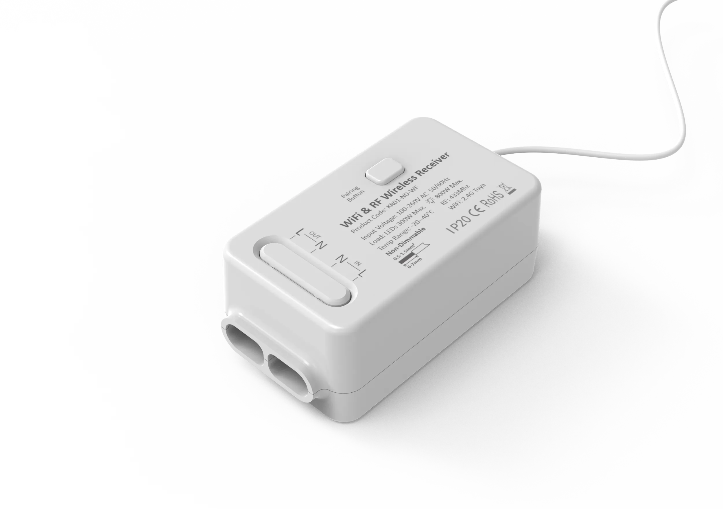Forum CUL-40039 Culina 1 Channel Smart Tuya RF Receiver & Wifi Kinetic Switch IP20 White