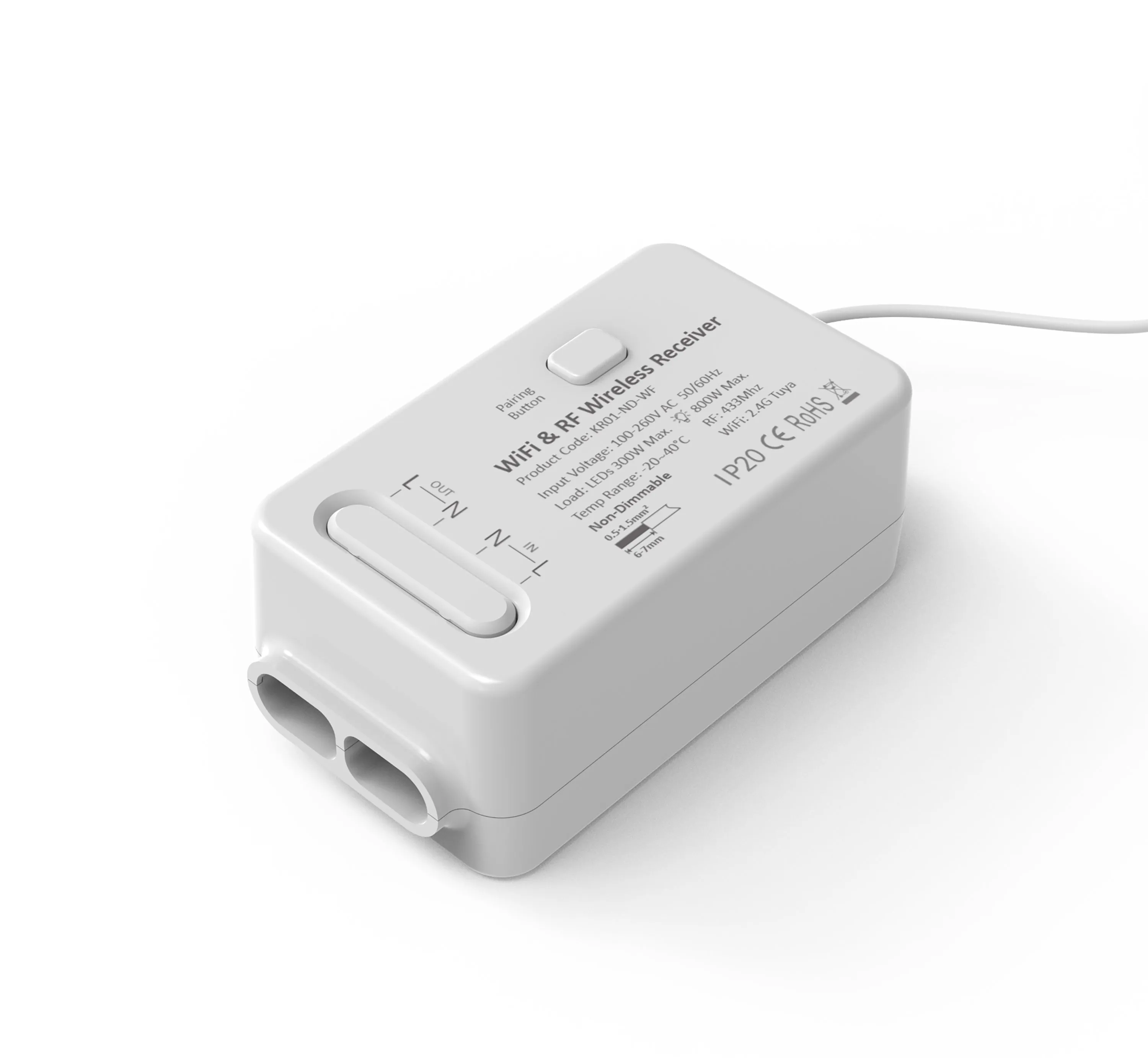Forum CUL-40039 Culina 1 Channel Smart Tuya RF Receiver & Wifi Kinetic Switch IP20 White