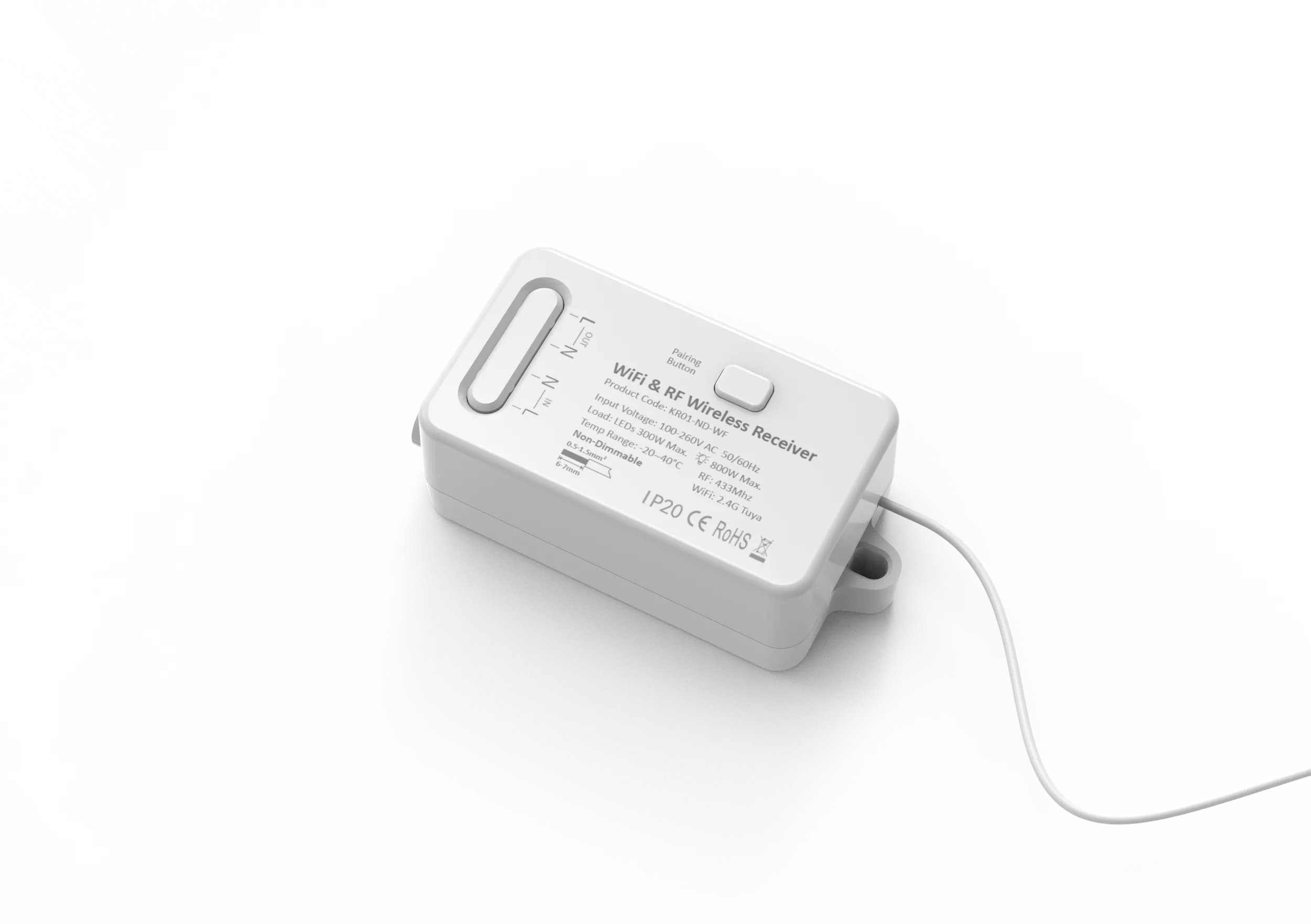 Forum CUL-40039 Culina 1 Channel Smart Tuya RF Receiver & Wifi Kinetic Switch IP20 White