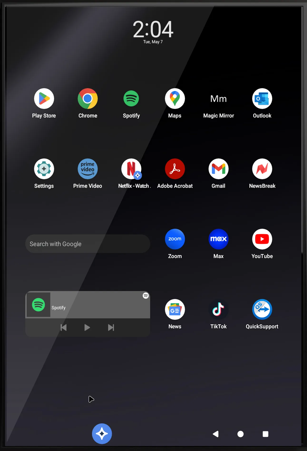 Framed DAKboard Android Touchscreen Smart Mirror - 32"Samsung QLED in 19"X30"X2" Satin Black Aluminum Frame