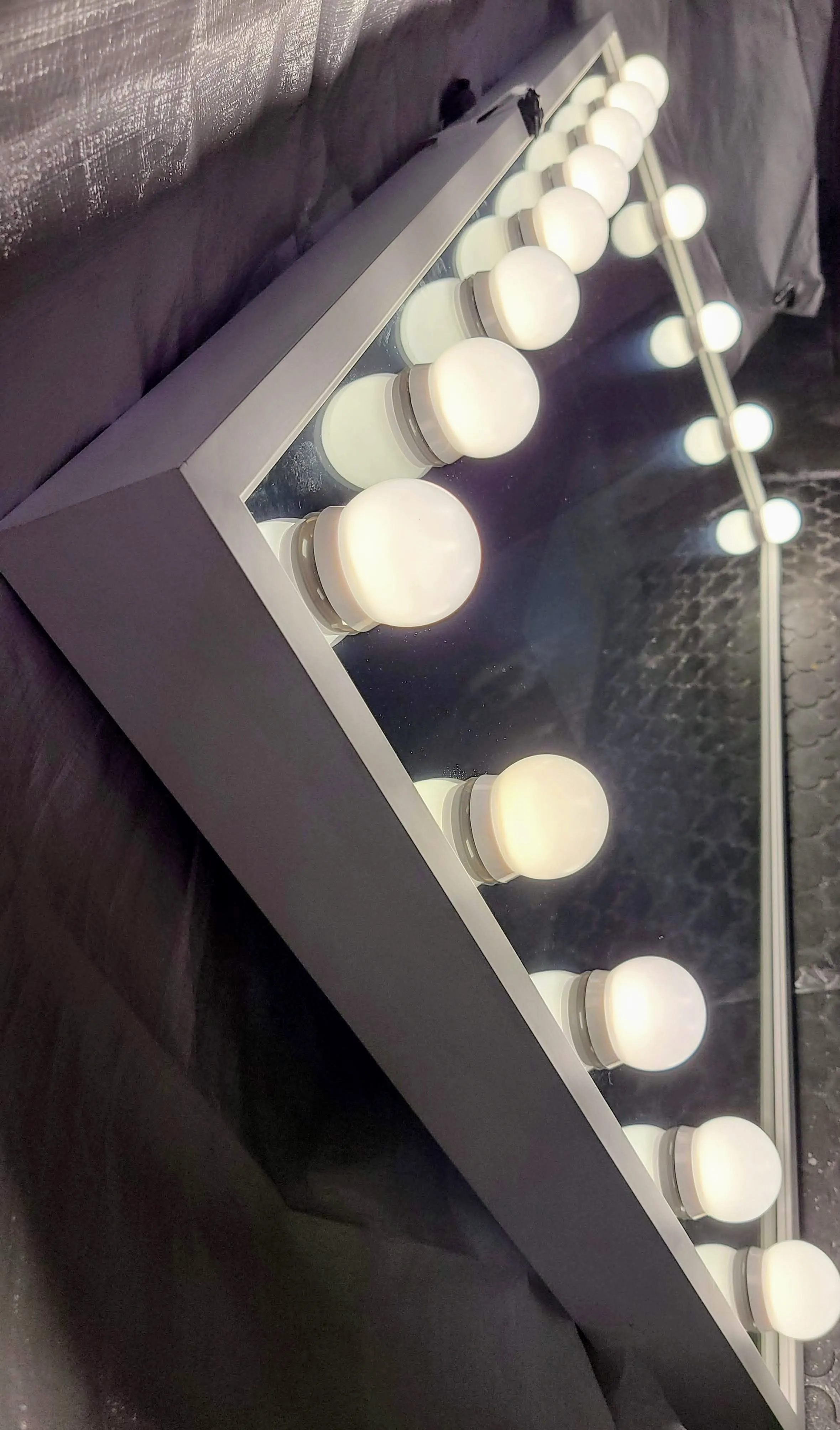 Framed Hollywood Lights Google Assistant Smart Mirror 32" Samsung 4K QLED in 42" X 25" X 3" Wood Frame