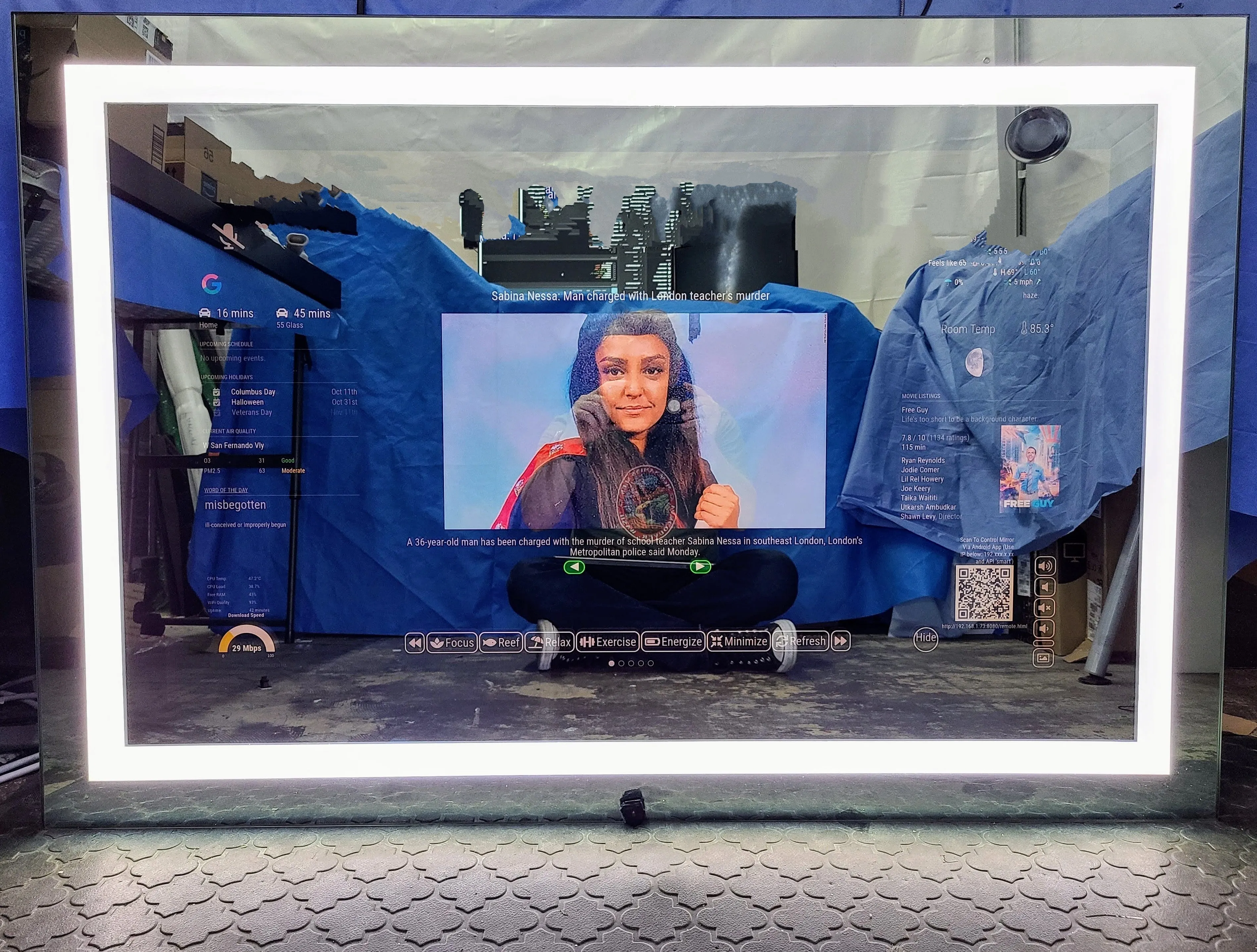 Frameless DAKboard Smart Vanity Mirror - 32" Samsung QLED - 36" X 24" X 2"