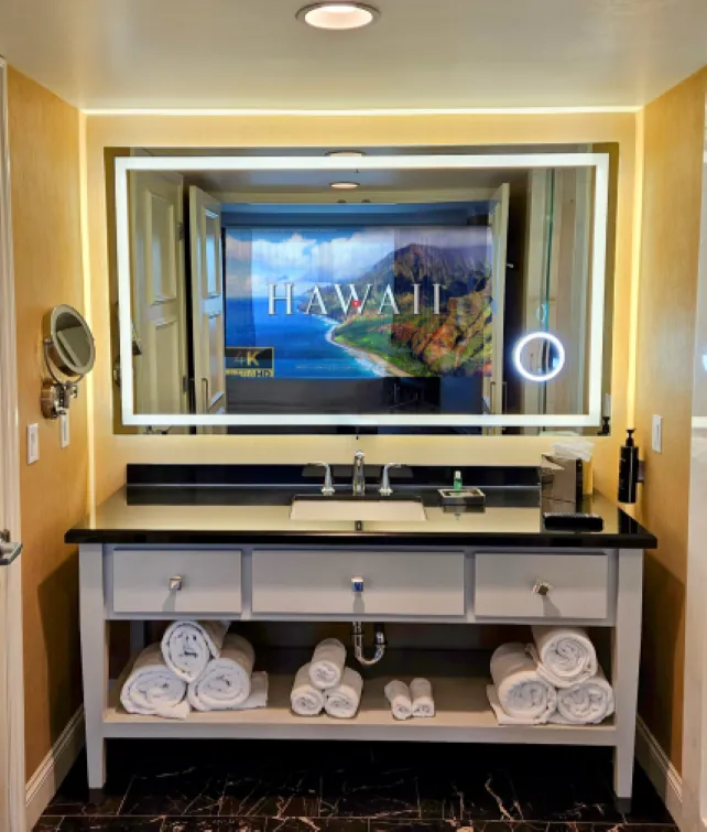 Frameless DAKboard Smart Vanity Mirror - 32" Samsung QLED - 36" X 24" X 2"