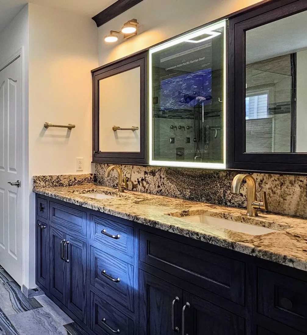 Frameless Google Assistant Smart Vanity Mirror - 32" Samsung 4K QLED - 36" X 24" X 2"