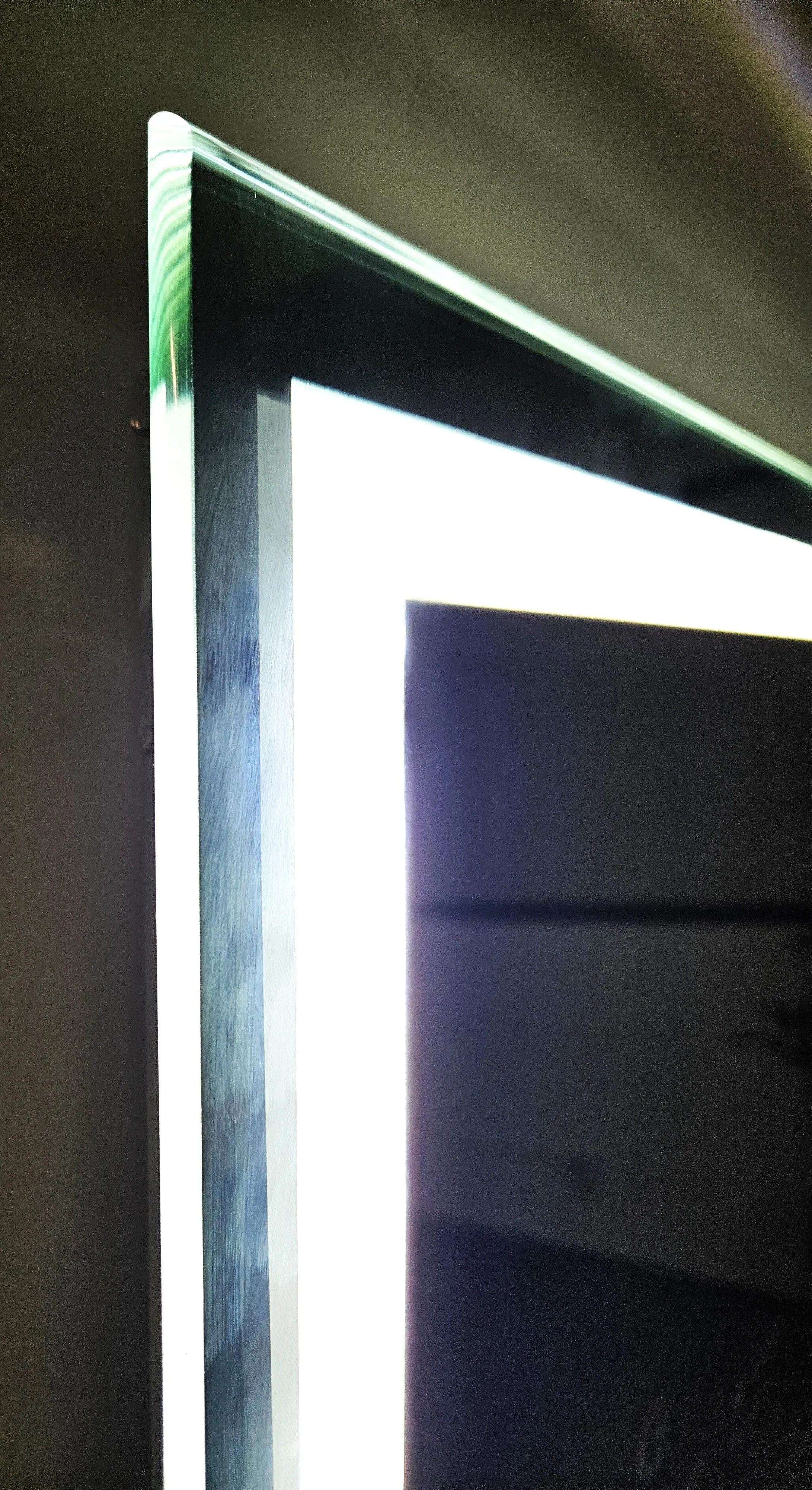 Frameless Google Assistant Smart Vanity Mirror - 32" Samsung 4K QLED - 36" X 24" X 2"
