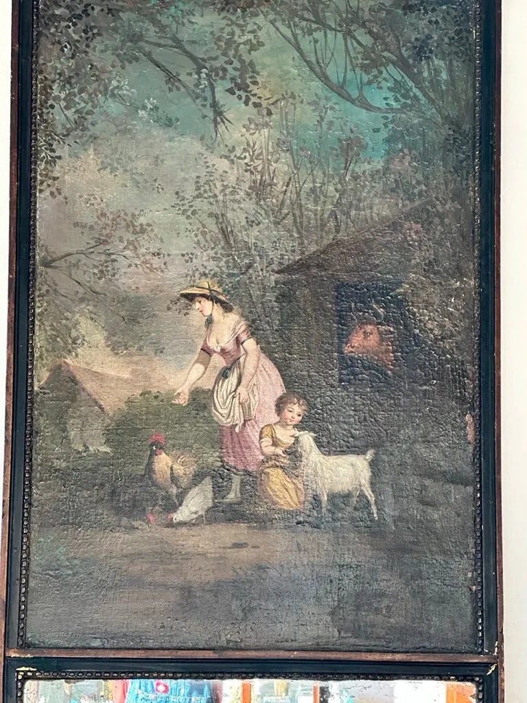 French Trumeau Mirror with Pastoral Scene, c. 1790