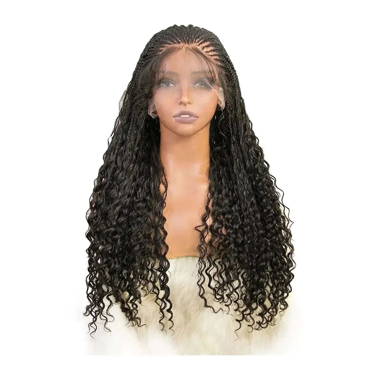 Fulani Braids Full Lace Wig Knotless Bohemian Style Human Hair