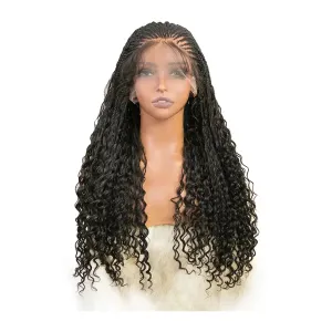 Fulani Braids Full Lace Wig Knotless Bohemian Style Human Hair