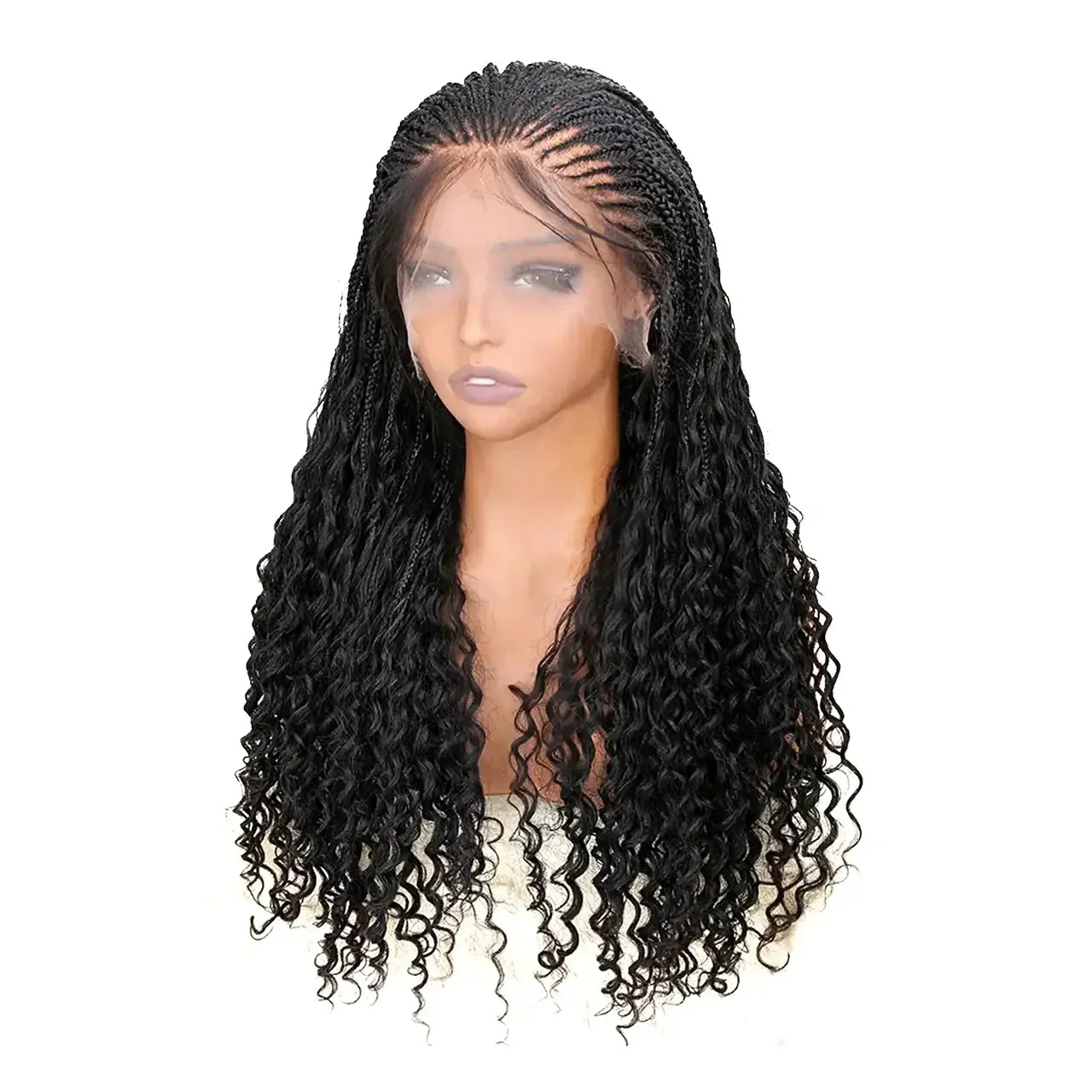 Fulani Braids Full Lace Wig Knotless Bohemian Style Human Hair