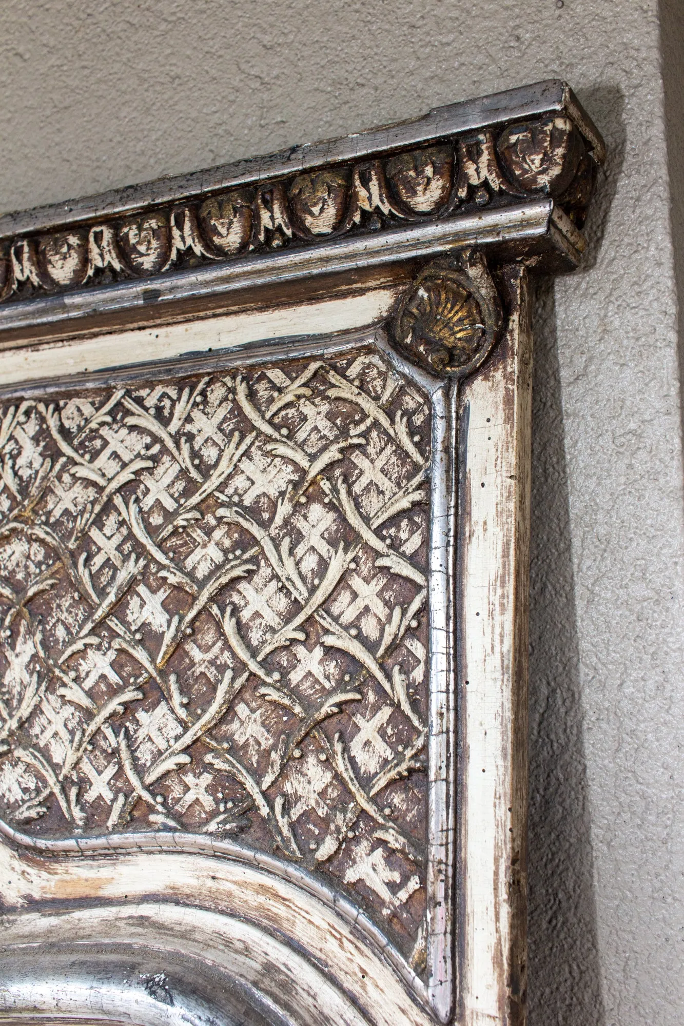 Full Length Antique French Louis XV Style Silver Gilt Trumeau Mirror