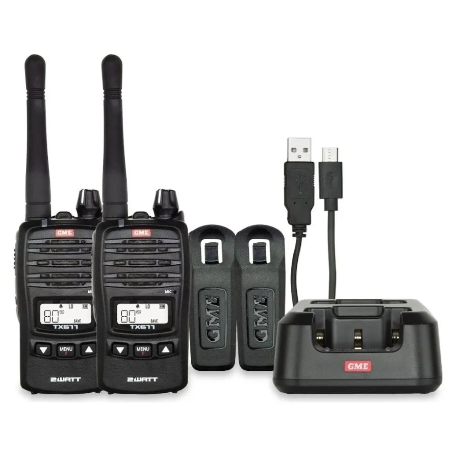 GME 2 Watt Handheld UHF CB Radio -Twin Pack TX677TP