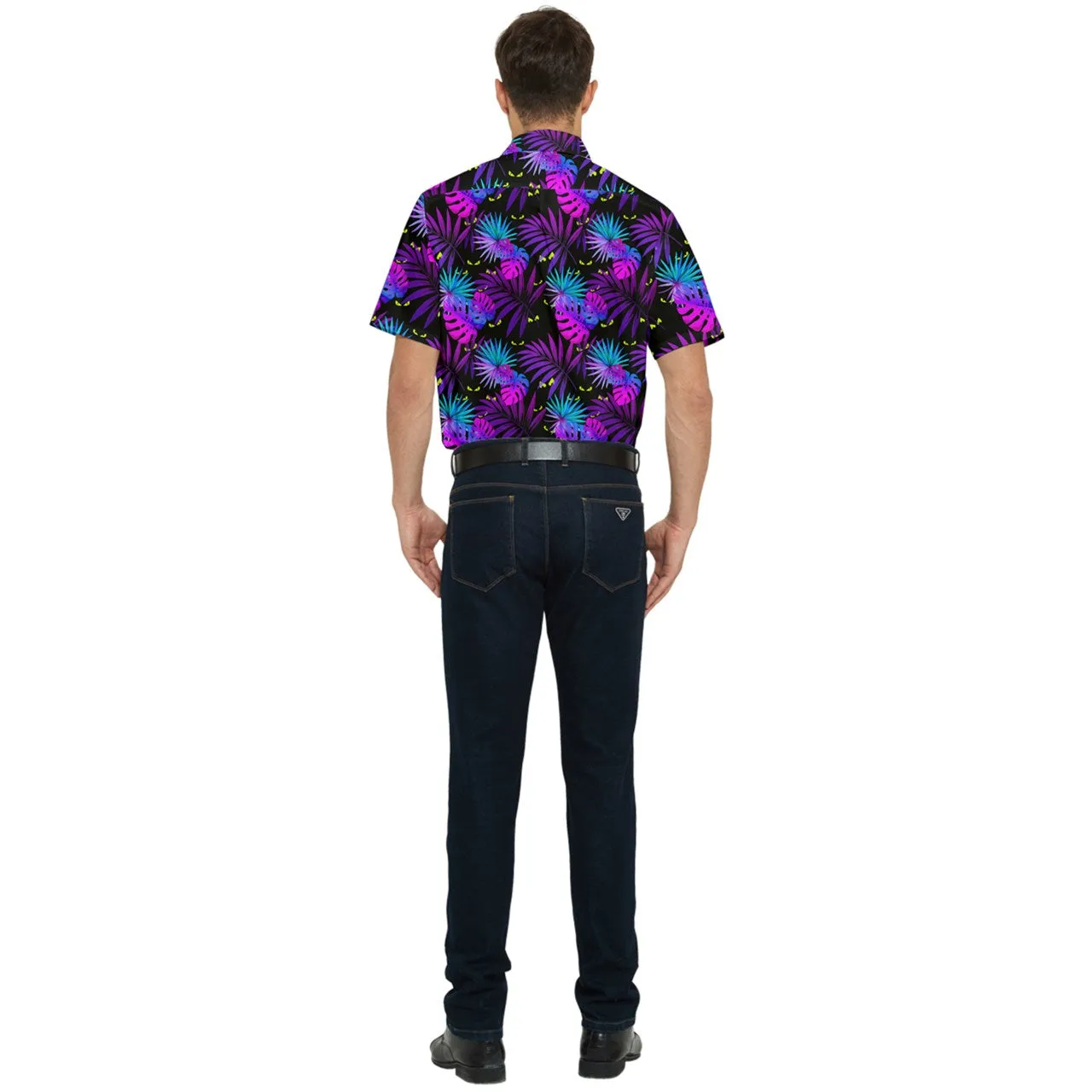 Goth Hawaiian Creepy Eyes Men's Short Sleeve Pocket Shirt