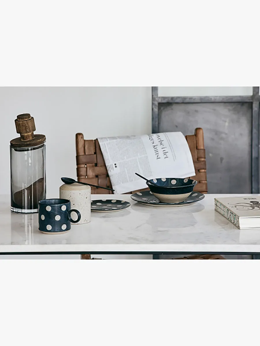 Grainy Porcelain Spot Lunch Plate - Dark Blue/Sand