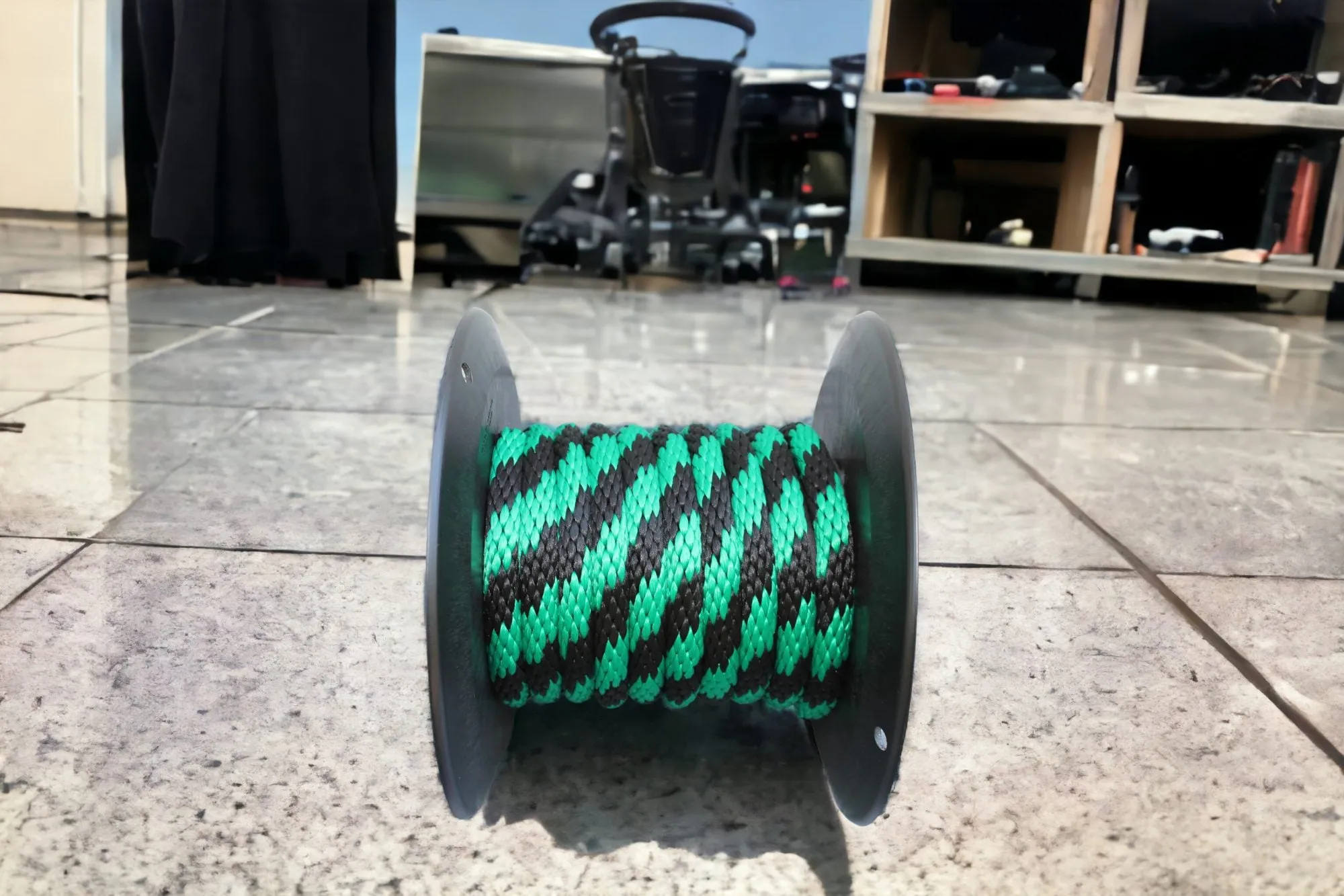 Green and Black Solid Braided Multifilament Polypropylene Rope