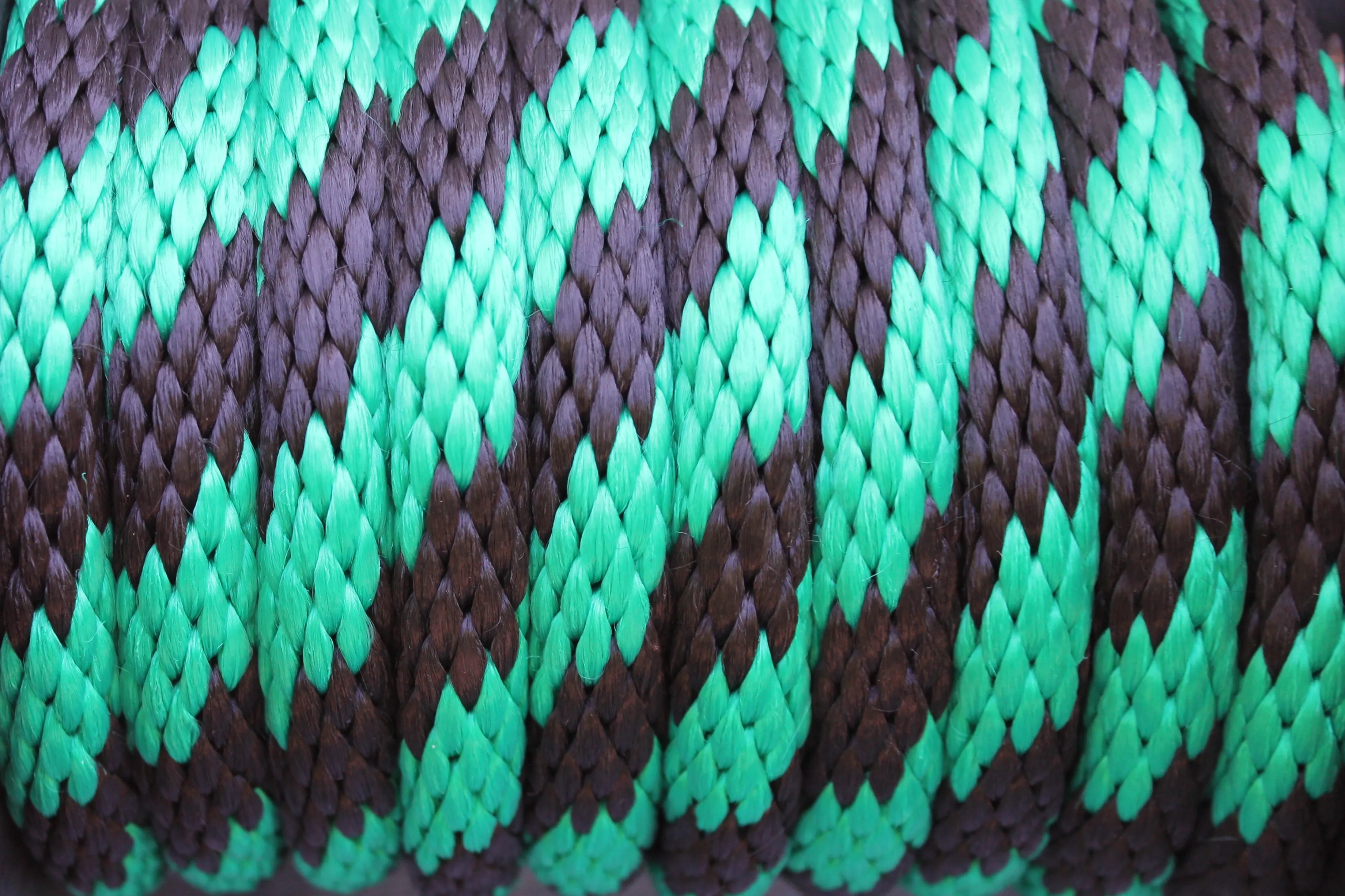 Green and Black Solid Braided Multifilament Polypropylene Rope