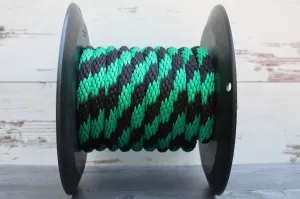 Green and Black Solid Braided Multifilament Polypropylene Rope