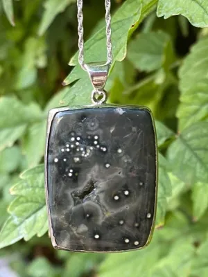 Green Ocean Jasper Square silver pendant