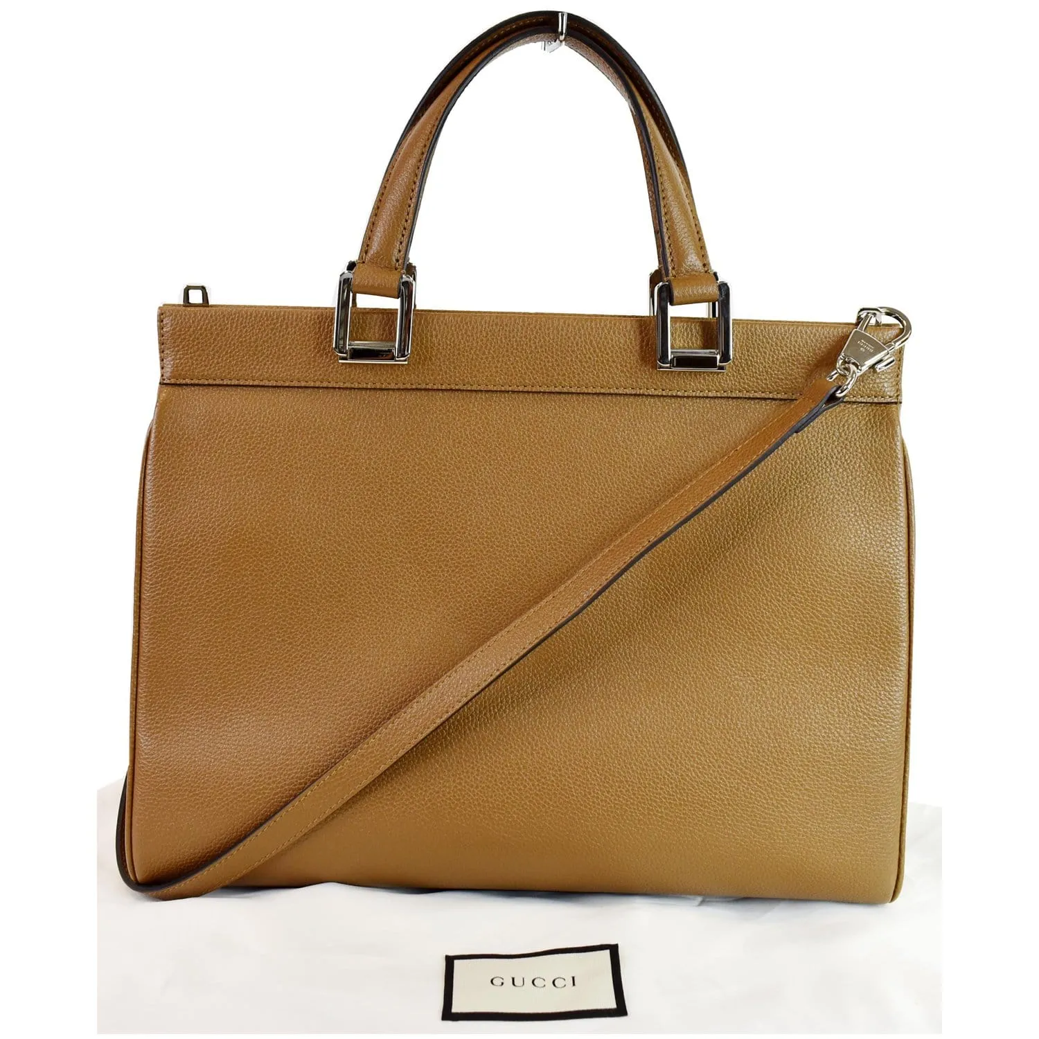 GUCCI Medium Zumi Grainy Leather Top Handle Bag Taupe 564714