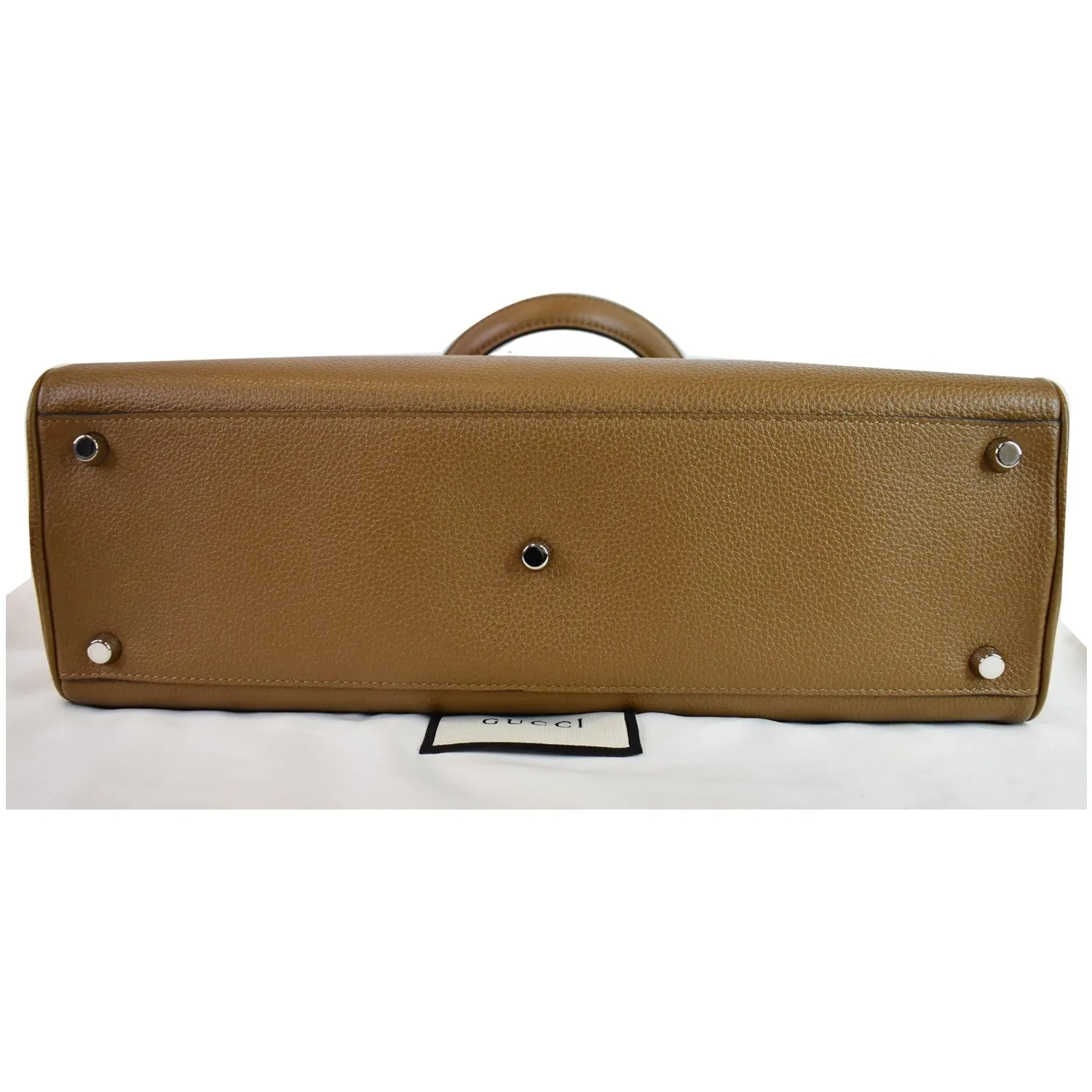 GUCCI Medium Zumi Grainy Leather Top Handle Bag Taupe 564714