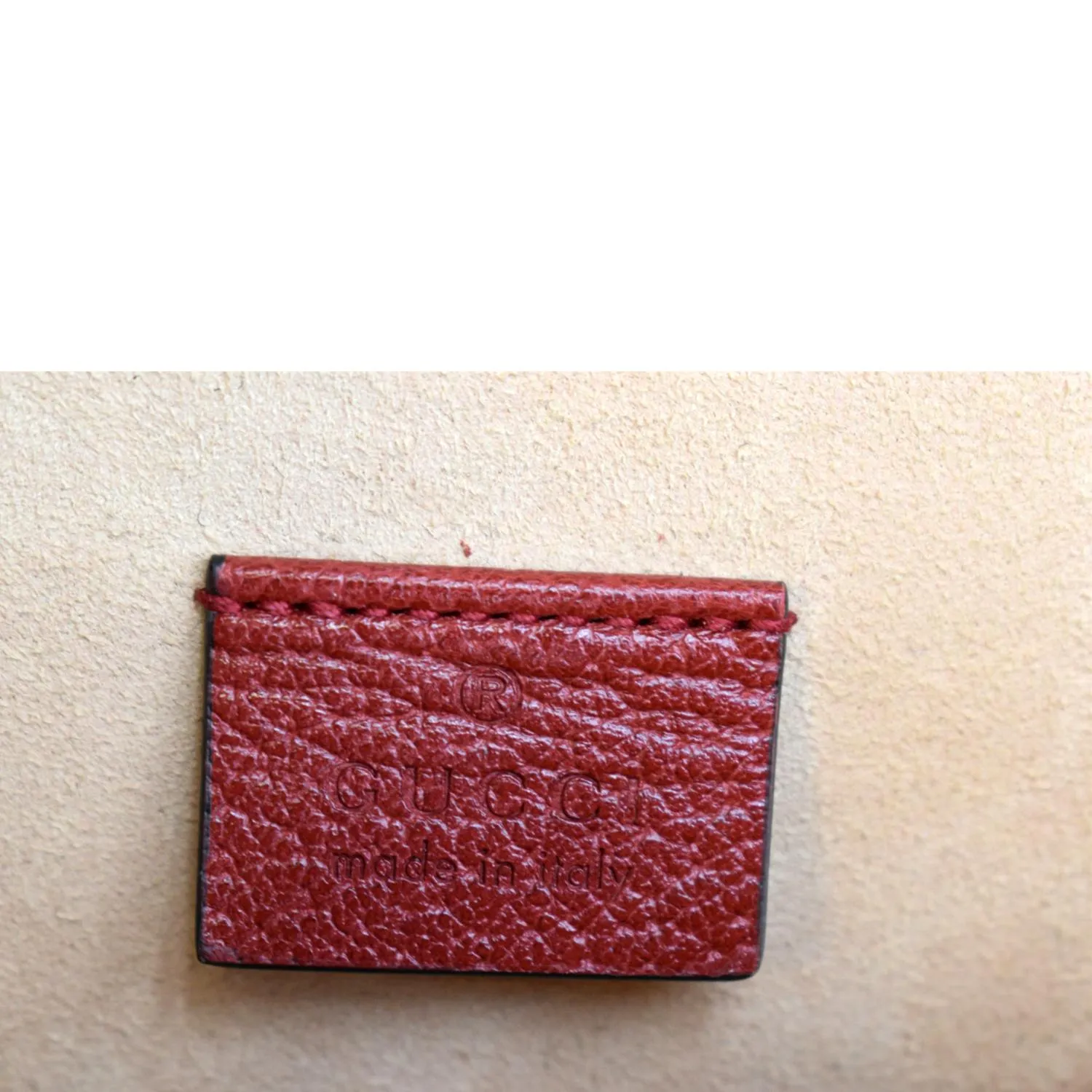 GUCCI Totem Web Leather Clutch Bag Red 489619