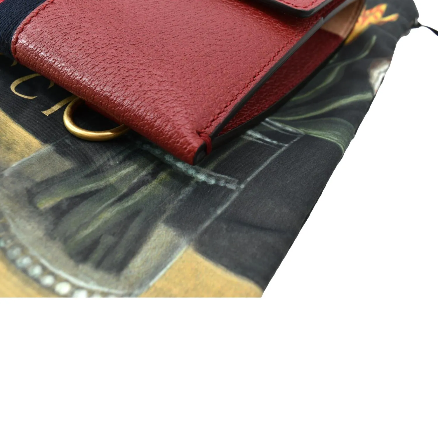GUCCI Totem Web Leather Clutch Bag Red 489619