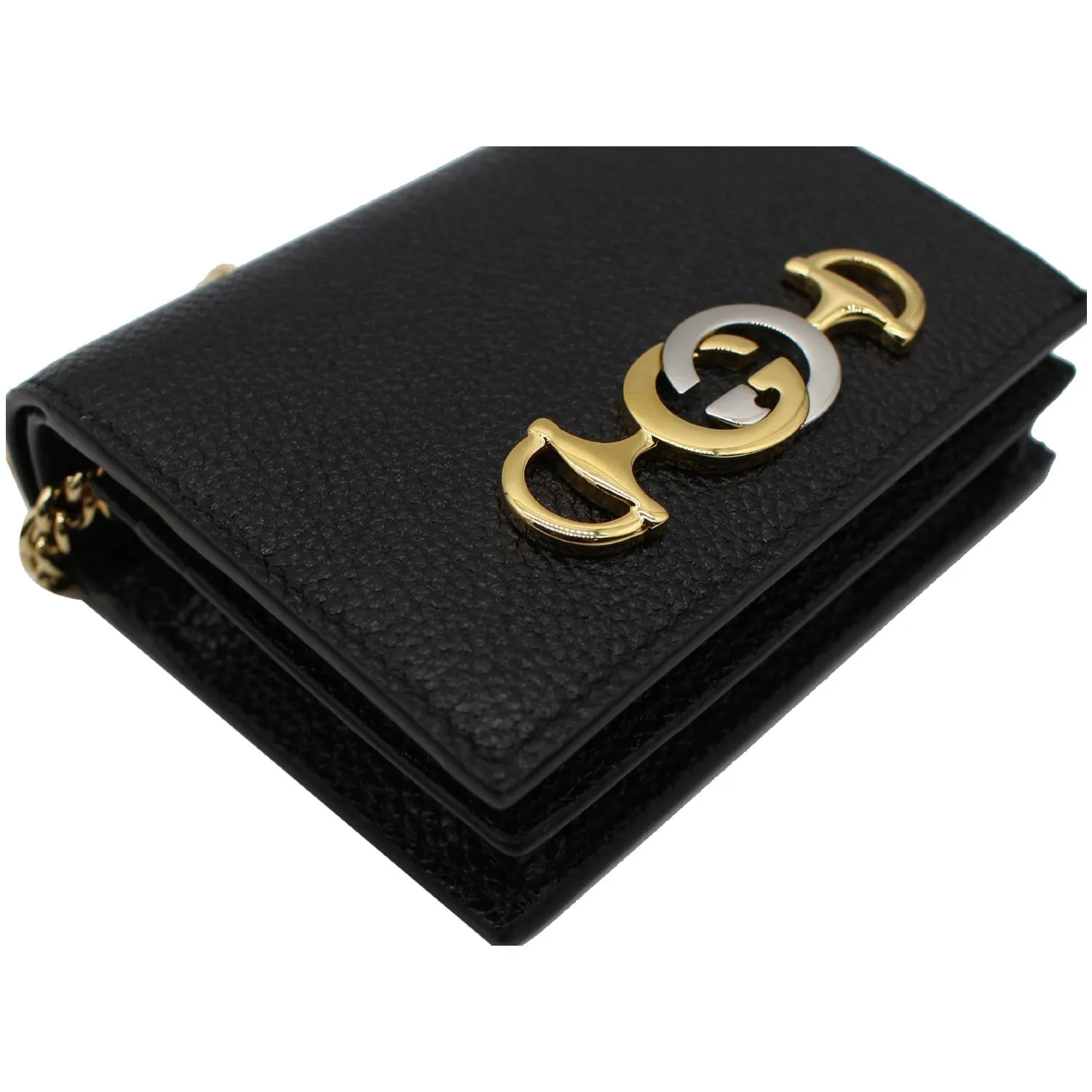GUCCI Zumi Mini Grainy Leather Chain Wallet Black 570660 - 10% OFF