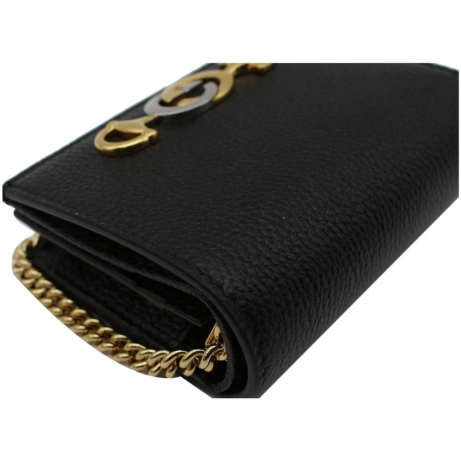 GUCCI Zumi Mini Grainy Leather Chain Wallet Black 570660 - 10% OFF