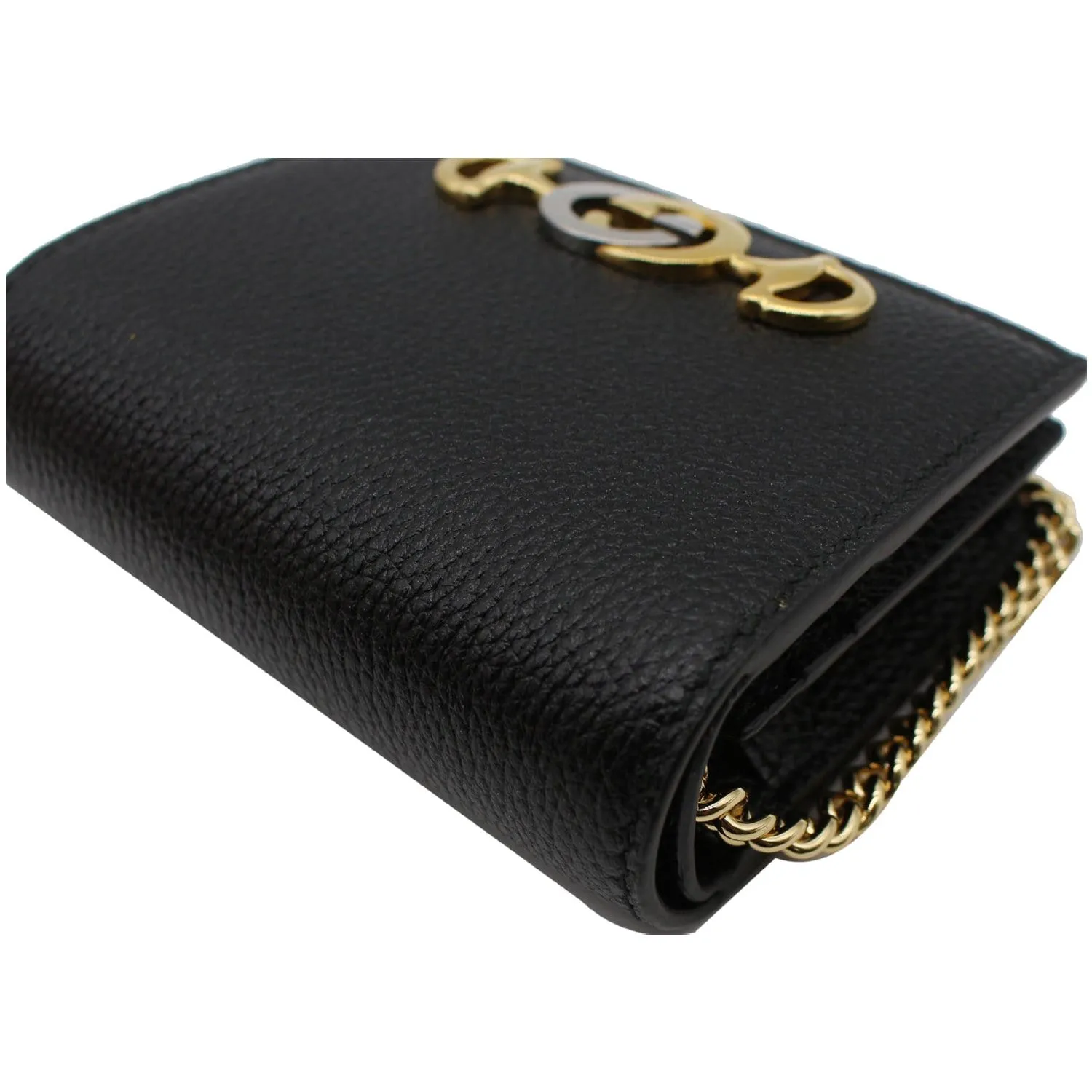 GUCCI Zumi Mini Grainy Leather Chain Wallet Black 570660 - 10% OFF