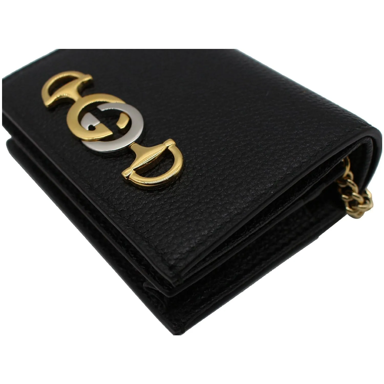GUCCI Zumi Mini Grainy Leather Chain Wallet Black 570660 - 10% OFF