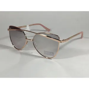Guess Cat Eye Sunglasses Nude Peach Rose Gold Metal Silver Mirror Lens GF0332 28T