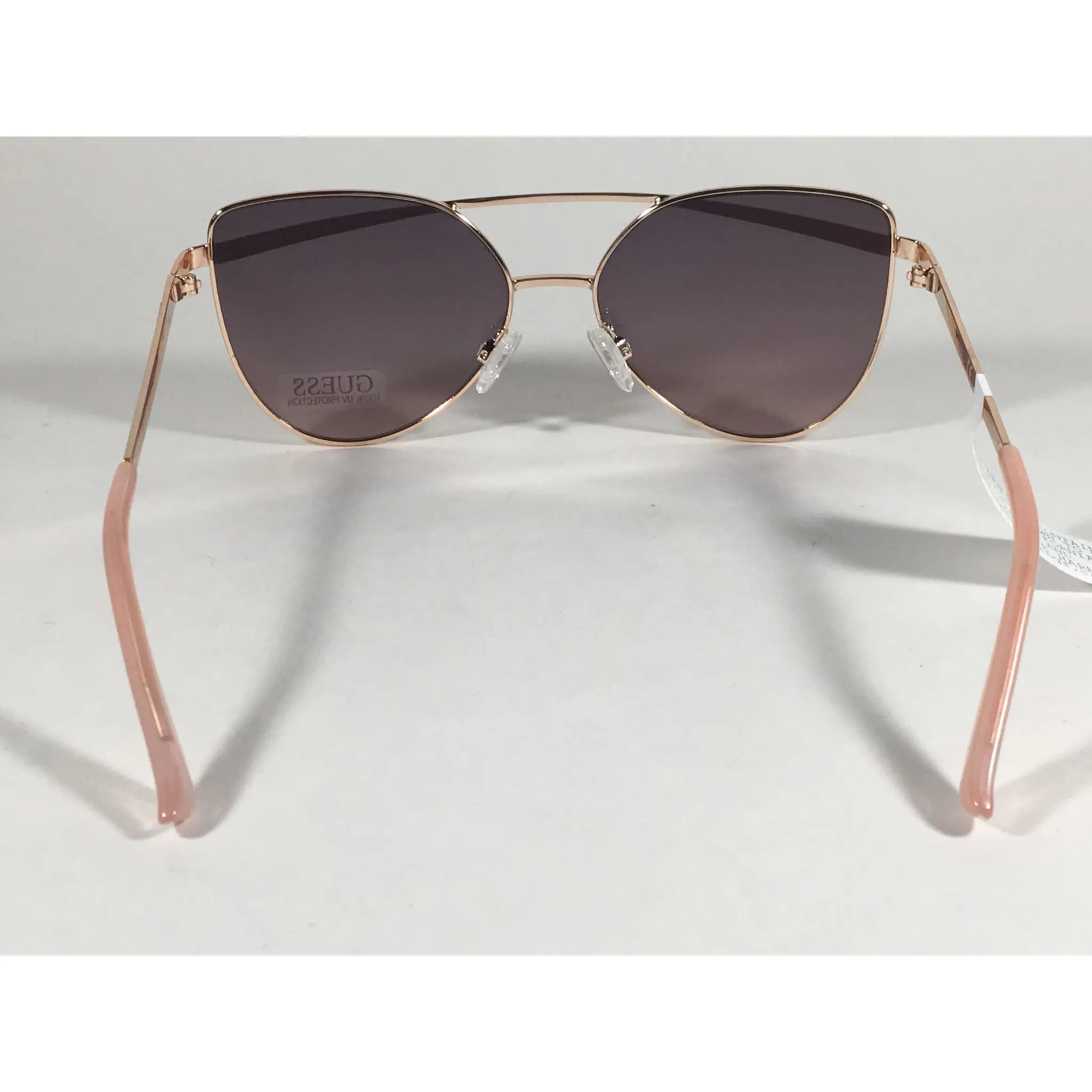 Guess Cat Eye Sunglasses Nude Peach Rose Gold Metal Silver Mirror Lens GF0332 28T
