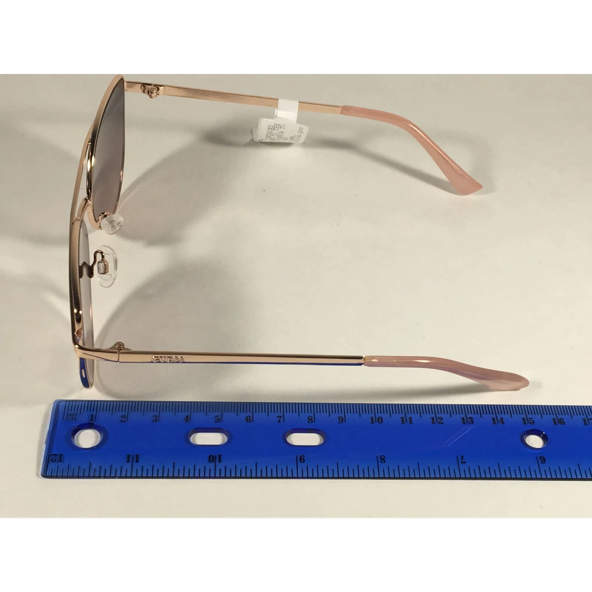Guess Cat Eye Sunglasses Nude Peach Rose Gold Metal Silver Mirror Lens GF0332 28T