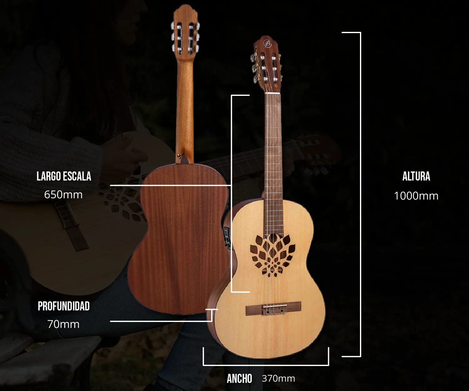Guitarra Electroclásica Pro Slim 39" - Incluye Funda Acolchada