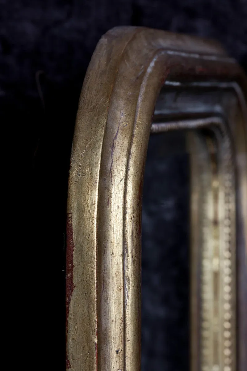 Hand-Carved Napoleon III Style Gilt Louis Philippe Beveled Mirror - Large