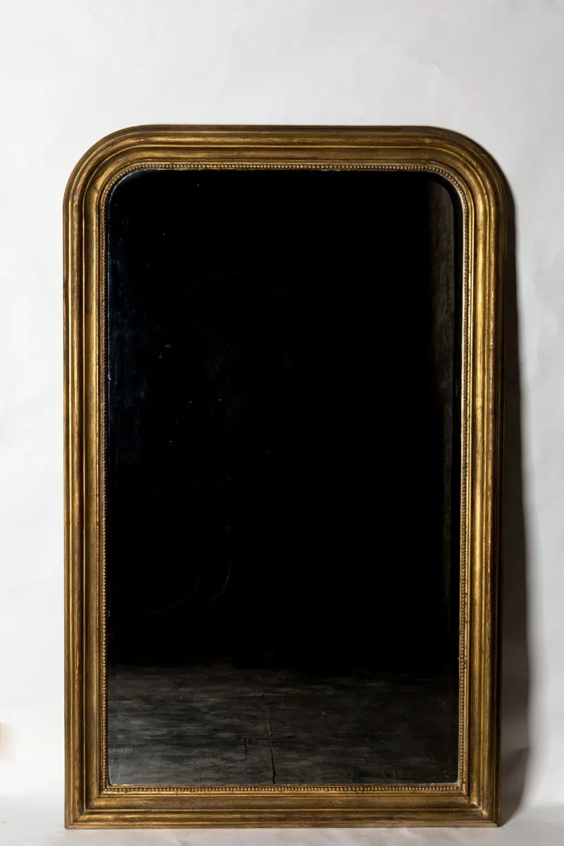 Hand-Carved Napoleon III Style Gilt Louis Philippe Beveled Mirror - Large