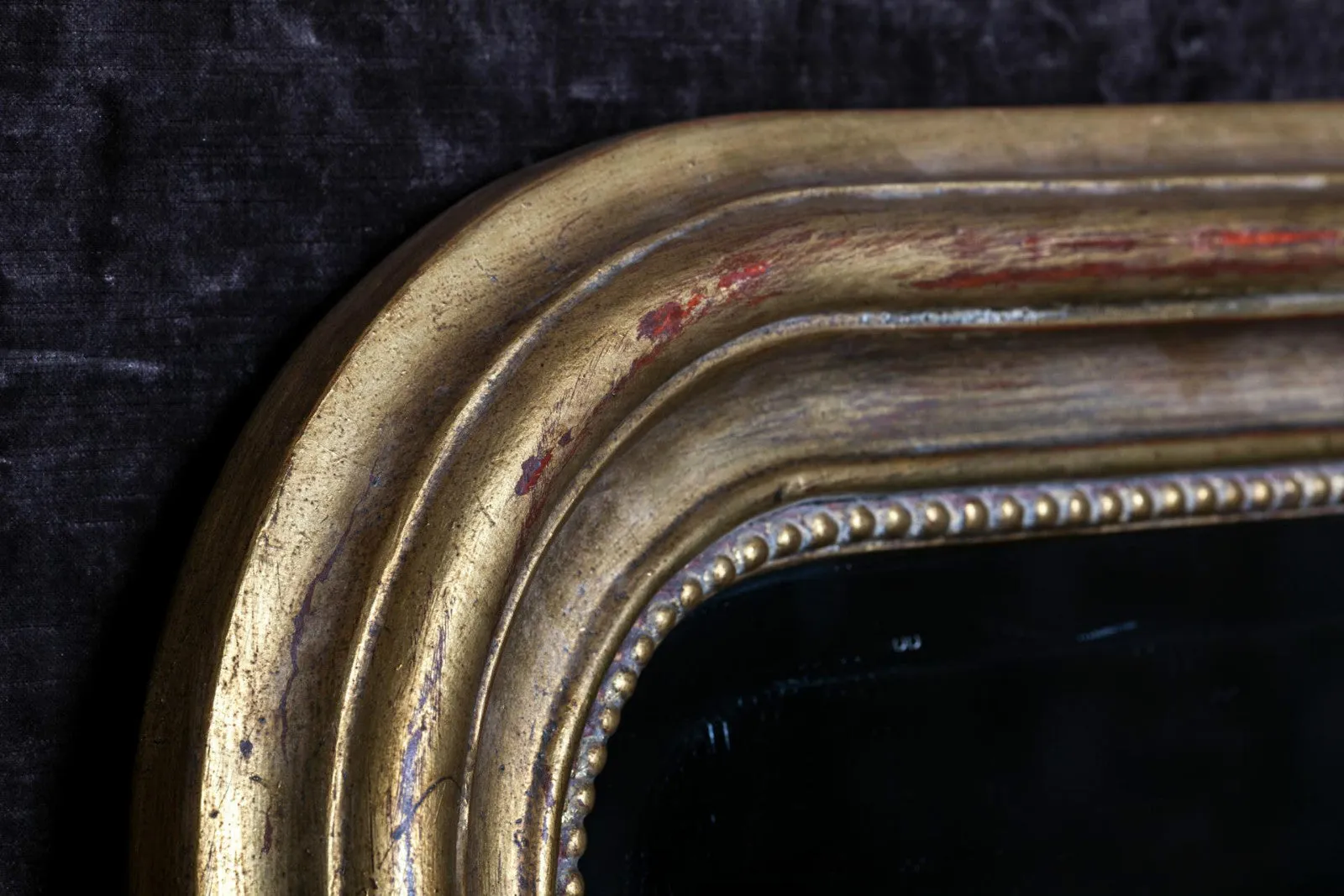 Hand-Carved Napoleon III Style Gilt Louis Philippe Beveled Mirror - Large