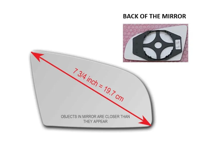 Heated Mirror Glass with Plastic Backing Plate Attached for Audi A6 2006 - 2008