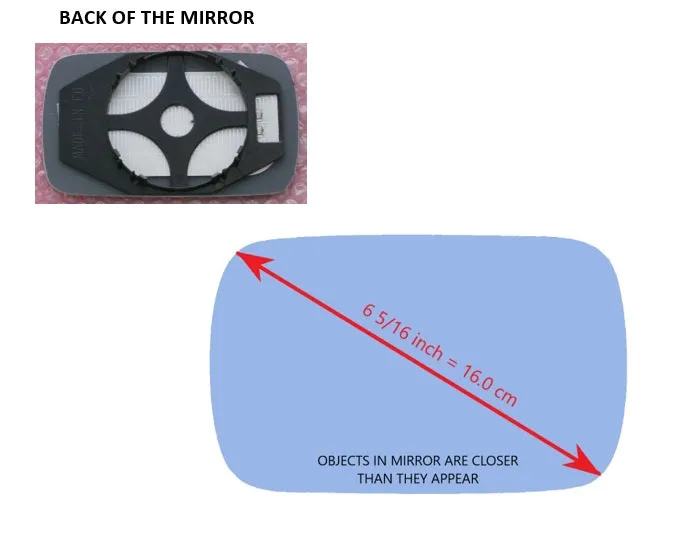 Heated Mirror Glass With Plastic Backing Plate Attached for BMW 528I 1997 - 2000