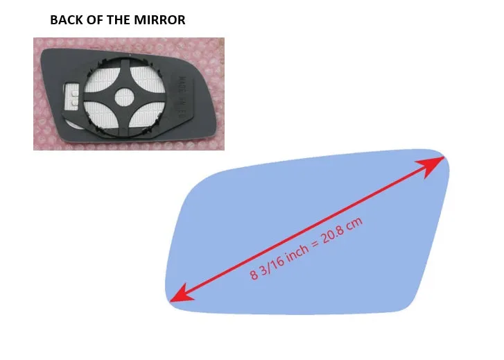 Heated Mirror Glass With Plastic Backing Plate Attached for BMW 530I 2004 - 2006