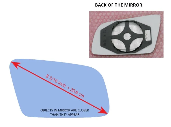 Heated Mirror Glass With Plastic Backing Plate Attached for BMW 530I 2004 - 2006