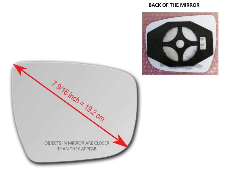 Heated Mirror Glass With Plastic Backing Plate Attached for Nissan Murano 2015 - 2021