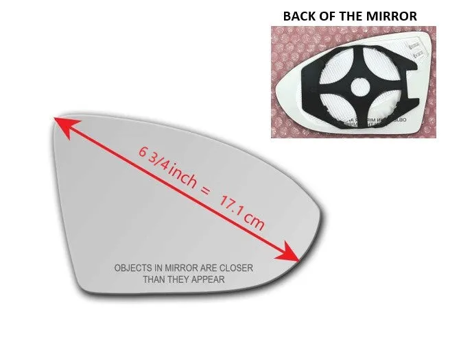 Heated Mirror Glass With Plastic Backing Plate Attached for Volkswagen Golf Alltrack 2017 - 2019
