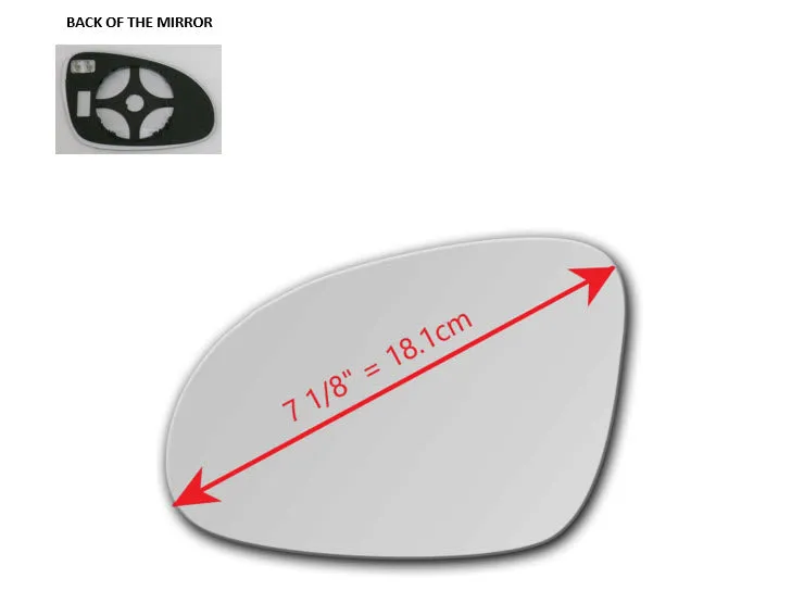 Heated Mirror Glass with Plastic Backing Plate Attached for Volkswagen Passat B6 2005 - 2010